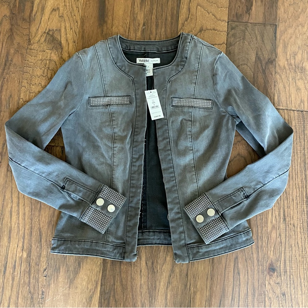 White House Black Market Gray Embellished Blazer